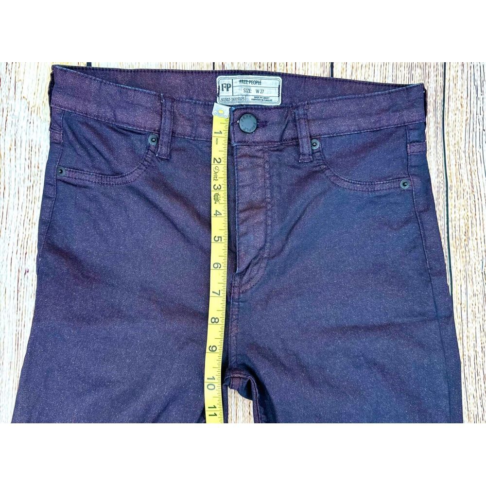 Free People Glitter Jeans Size 27 Sparkle Purple Denim Skinny Mid Rise Pants - Picture 4 of 9